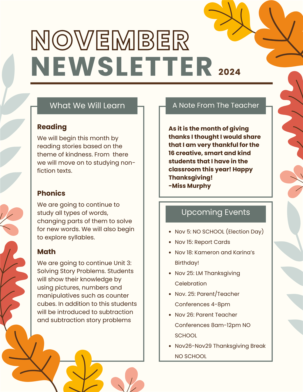 November Newsletter